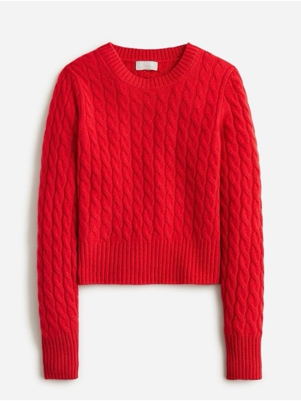 J Crew Cashmere crew neck sweater cable knit XS blood red
NEW